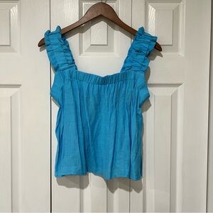 Womens Blue Ruffle Tank E&M